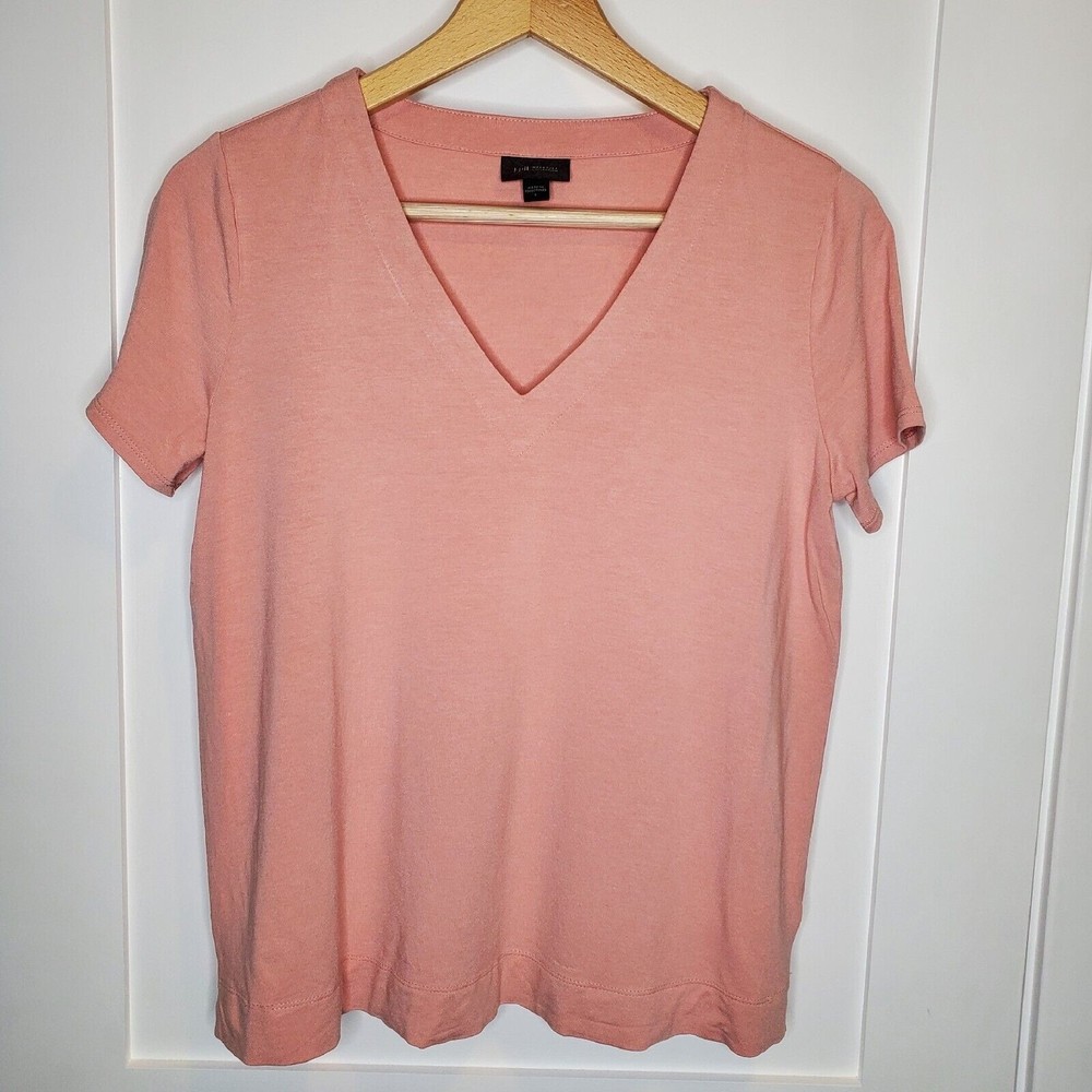J Jill Womens Pullover T Shirt Short Sleeves V Neck Light Pink Size Small